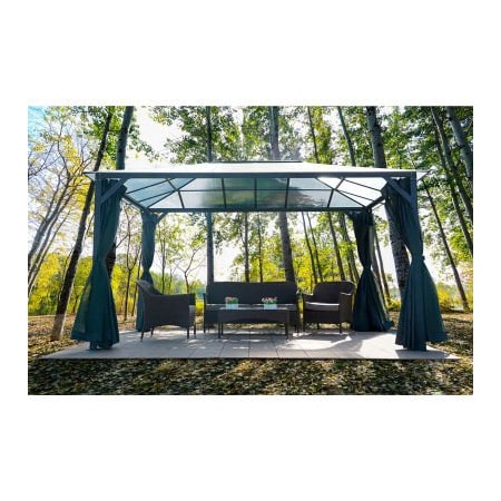 Almo Fulfillment Services Hanover Gazebo, 117"L x 156"W x 99"H, Dark Gray HANGAZCN13X10-GRY
